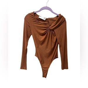 ASTR Maricopa Asymmetrical Off Shoulder Twist Front Bodysuit